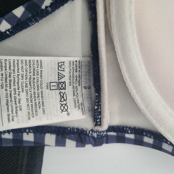 Navy Blue and White Checkered Bikini Top - Picture 4 of 6